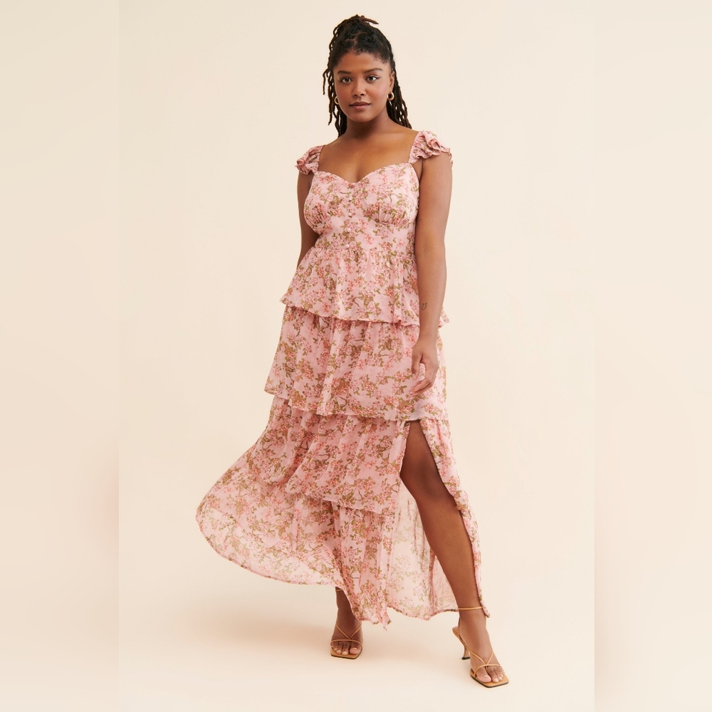 ASTR The Label, Flutter Sleeve Midsummer Dress, Pink, 1X